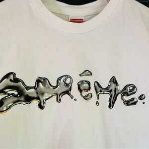 Vintage Supreme White Liquid T-Shirt with Metallic Design